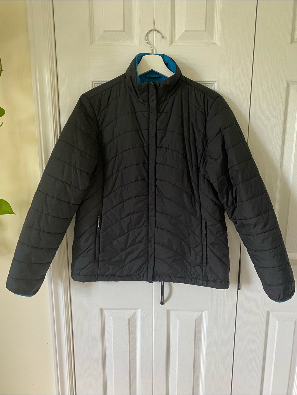 Lands' End Black Quilted Puffer Coat Polyester Fibrefill Size M 10-12